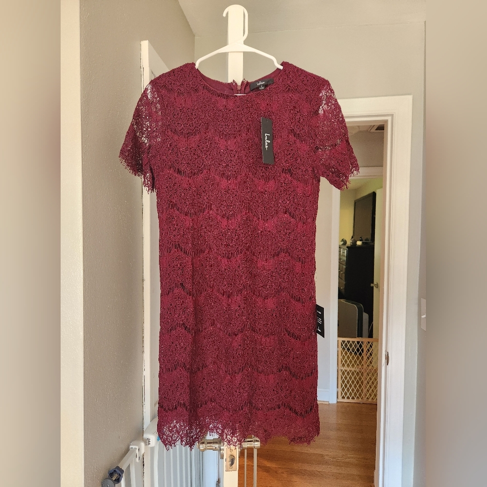 Maroon/red lace mini dress NWT